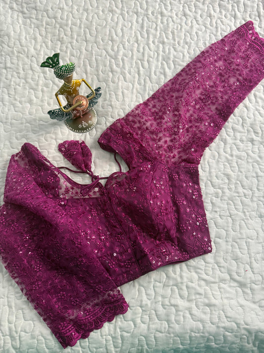 Magenta Chikankari Designer Blouse