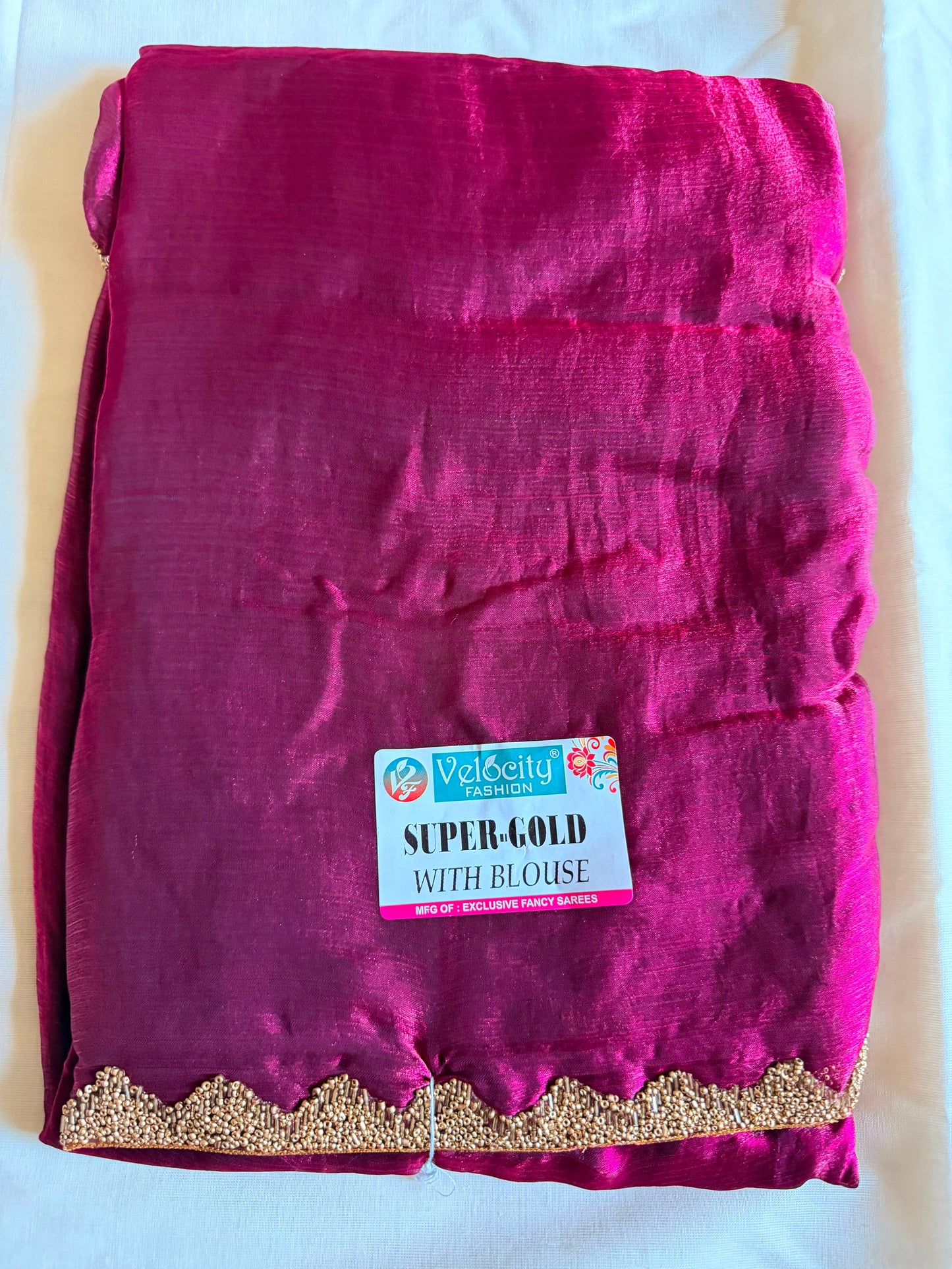 Magenta Super Gold Space Silk Fancy Saree