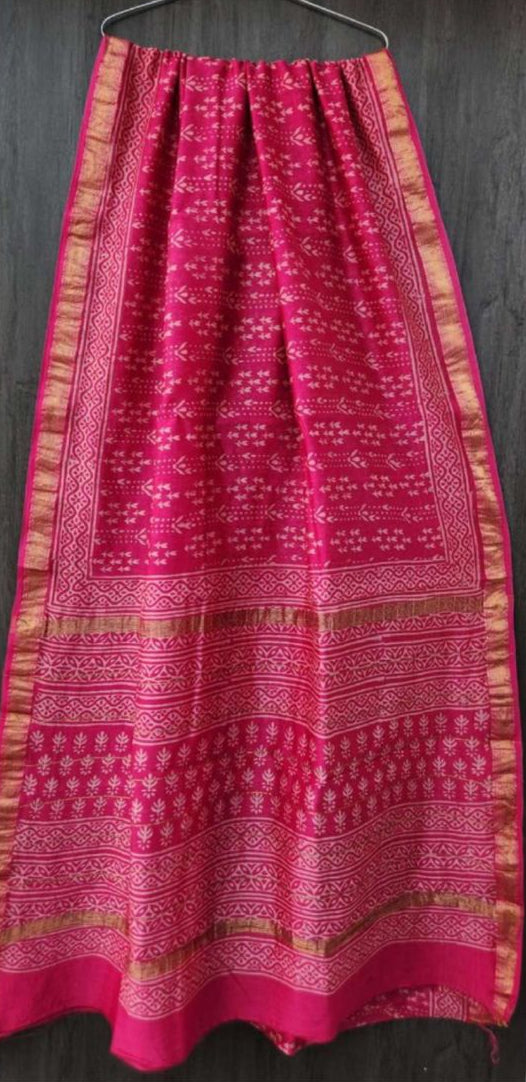 Pink Maheshwari Silk Saree