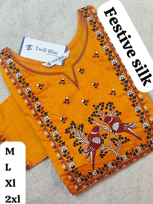 Mango Yellow Premium Soft Silk Kurti