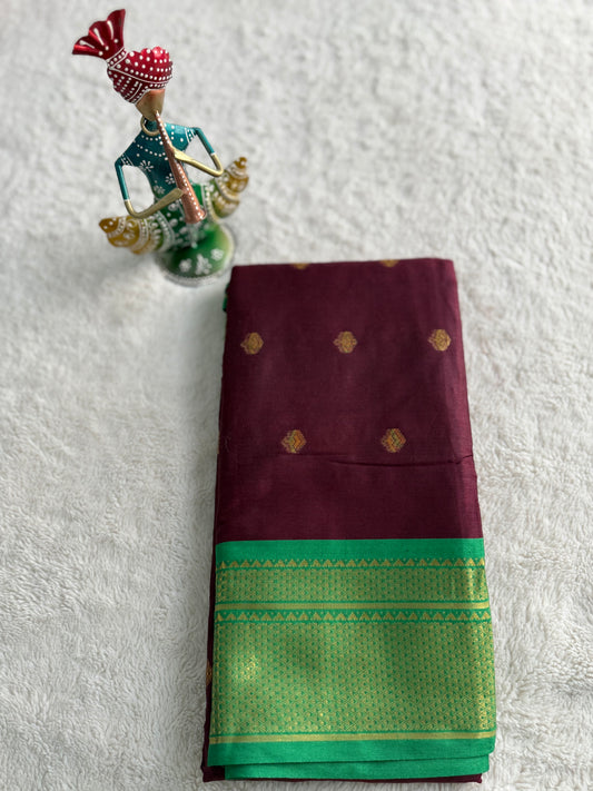 Amolika Maroon and Green Semi Silk Saree