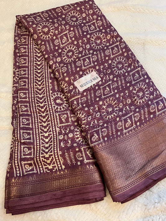 Maroon Sequence Semi Silk Saree
