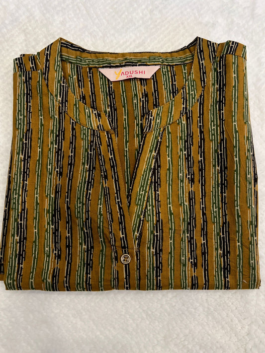 Mustard Sleeveless Short Kurti