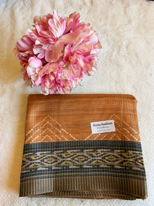 Mustard and Grey Sheena Handloom Tussar Saree