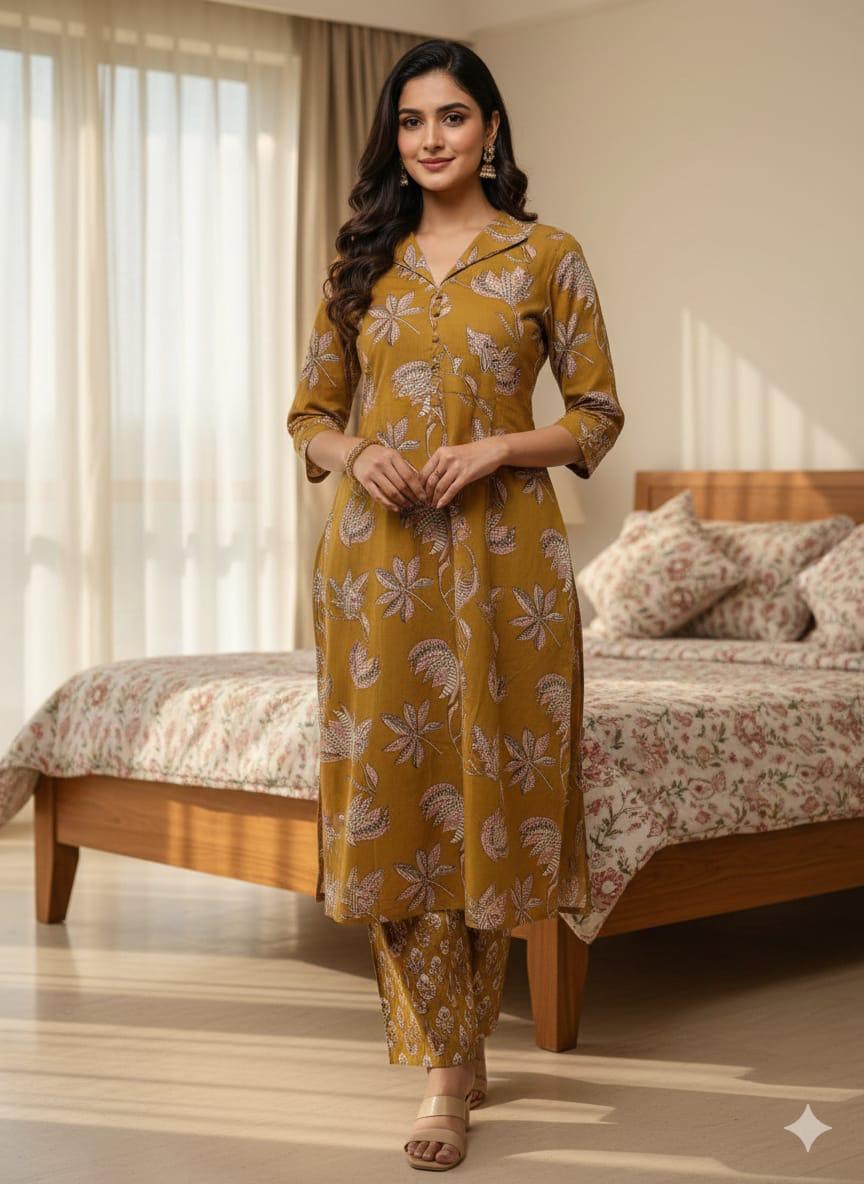 Mustard LIVA Co-ord Set