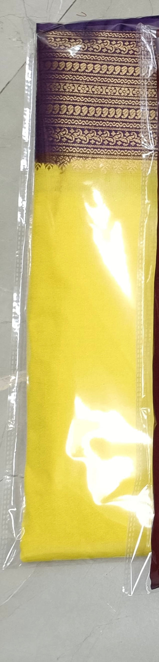 Yellow Mysore Semi Silk Saree