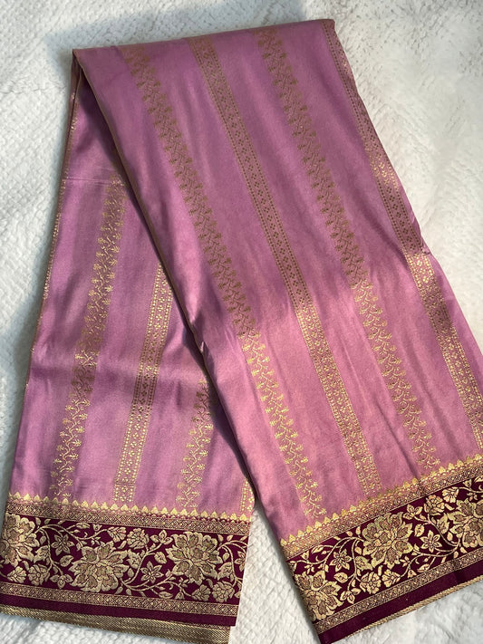Grand Onion Pink and Maroon Double Zari Silk Saree