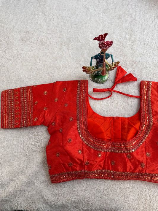 Orange Embroidery Blouse
