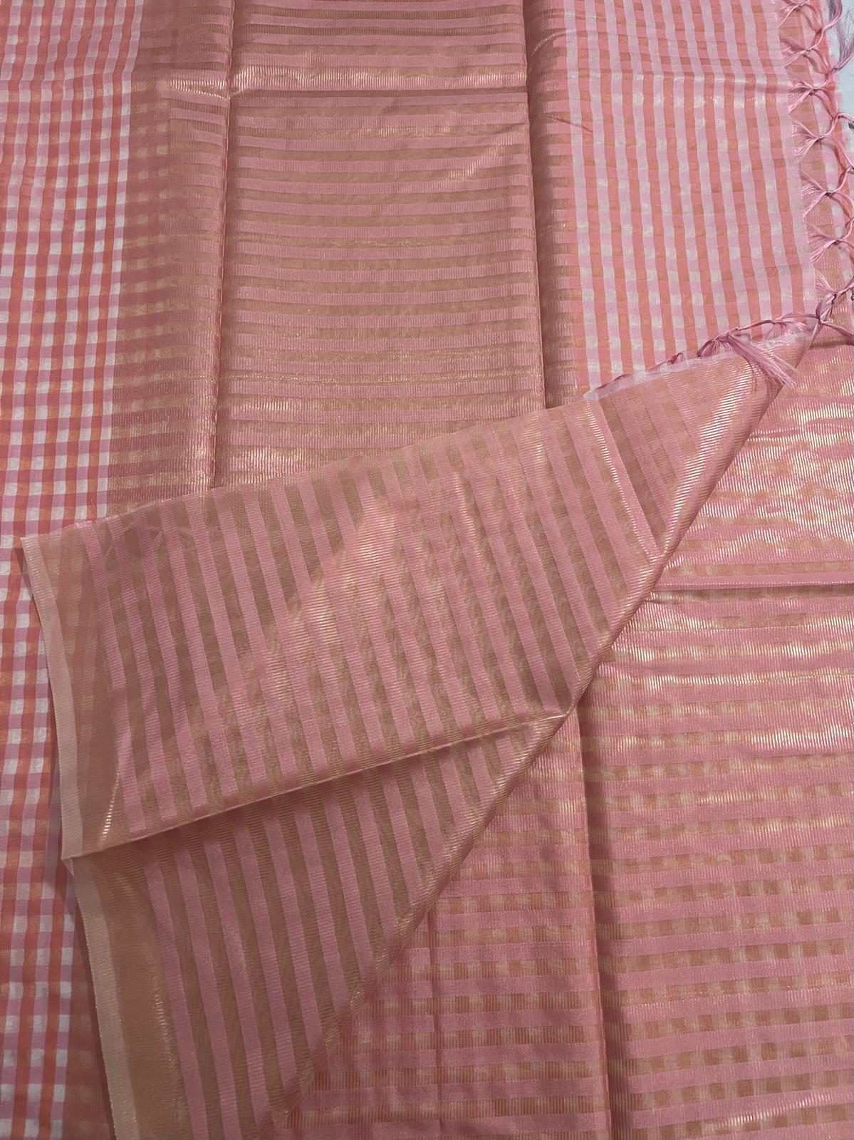 Orange Nayantara Inspired Checked Saree