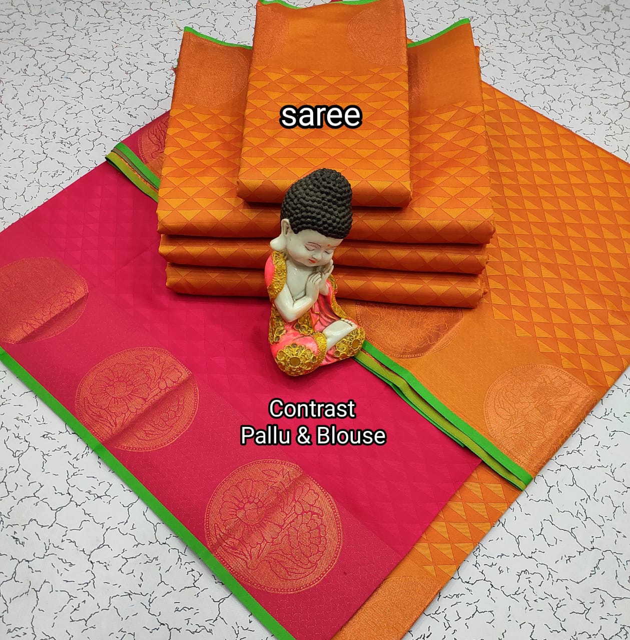Orange and Dark Pink Budget Soft Silk Saree