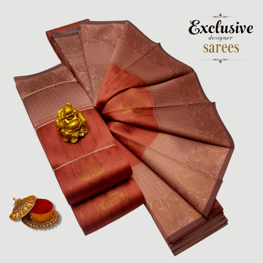 Orange and Peach Kubera Soft Silk Saree