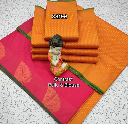 Orange and Pink Budget Soft Silk Saree