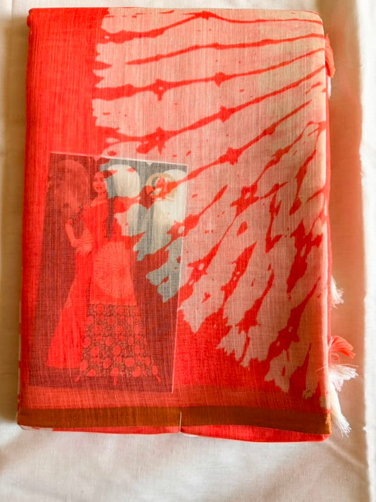 Orange Anaya Silk Linen Saree