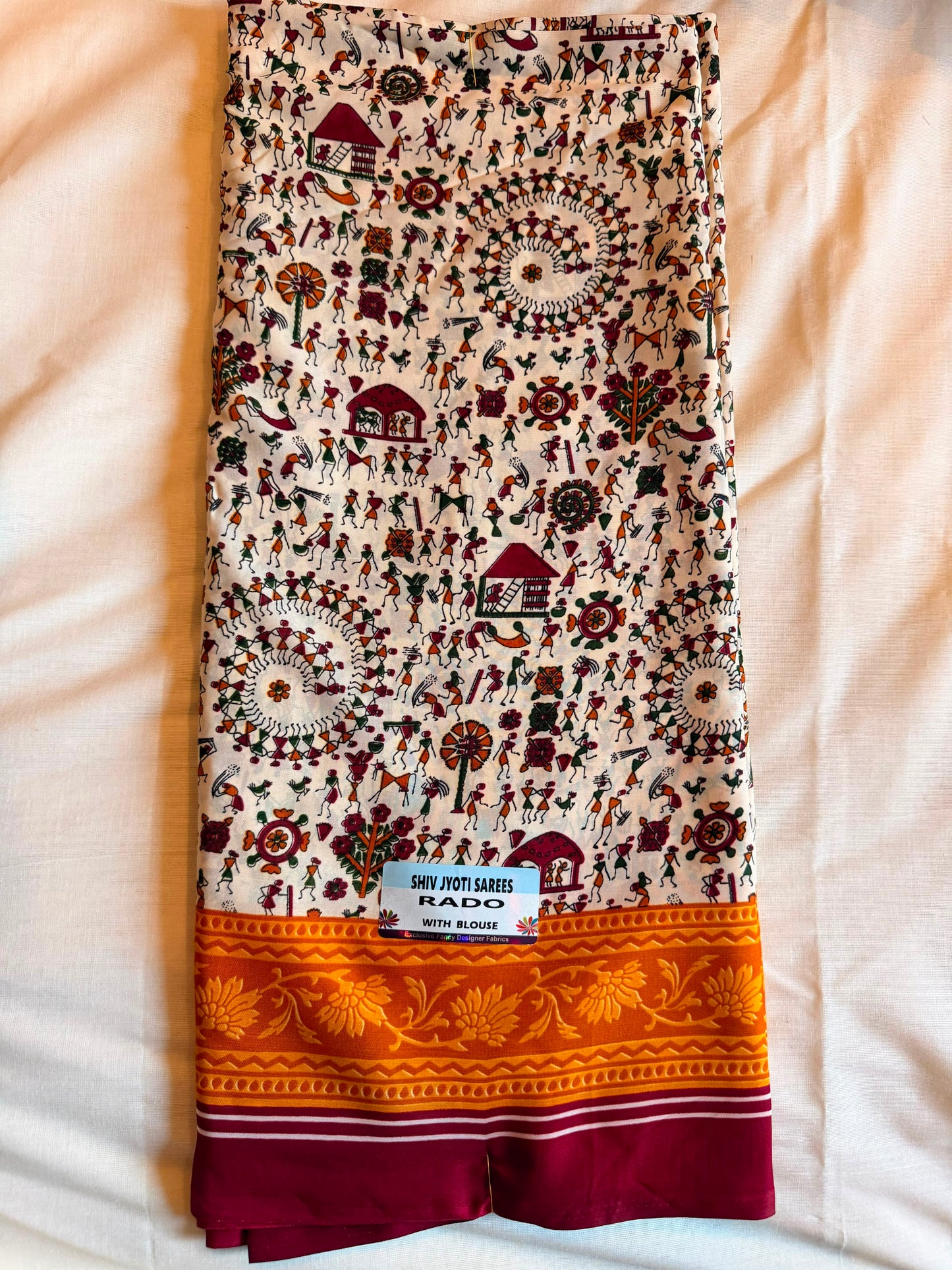 Orange Border Rado Fancy Saree