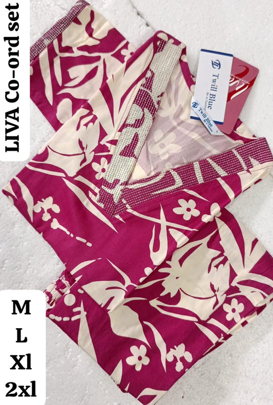 Pink LIVA Embroidery Co-ord Set