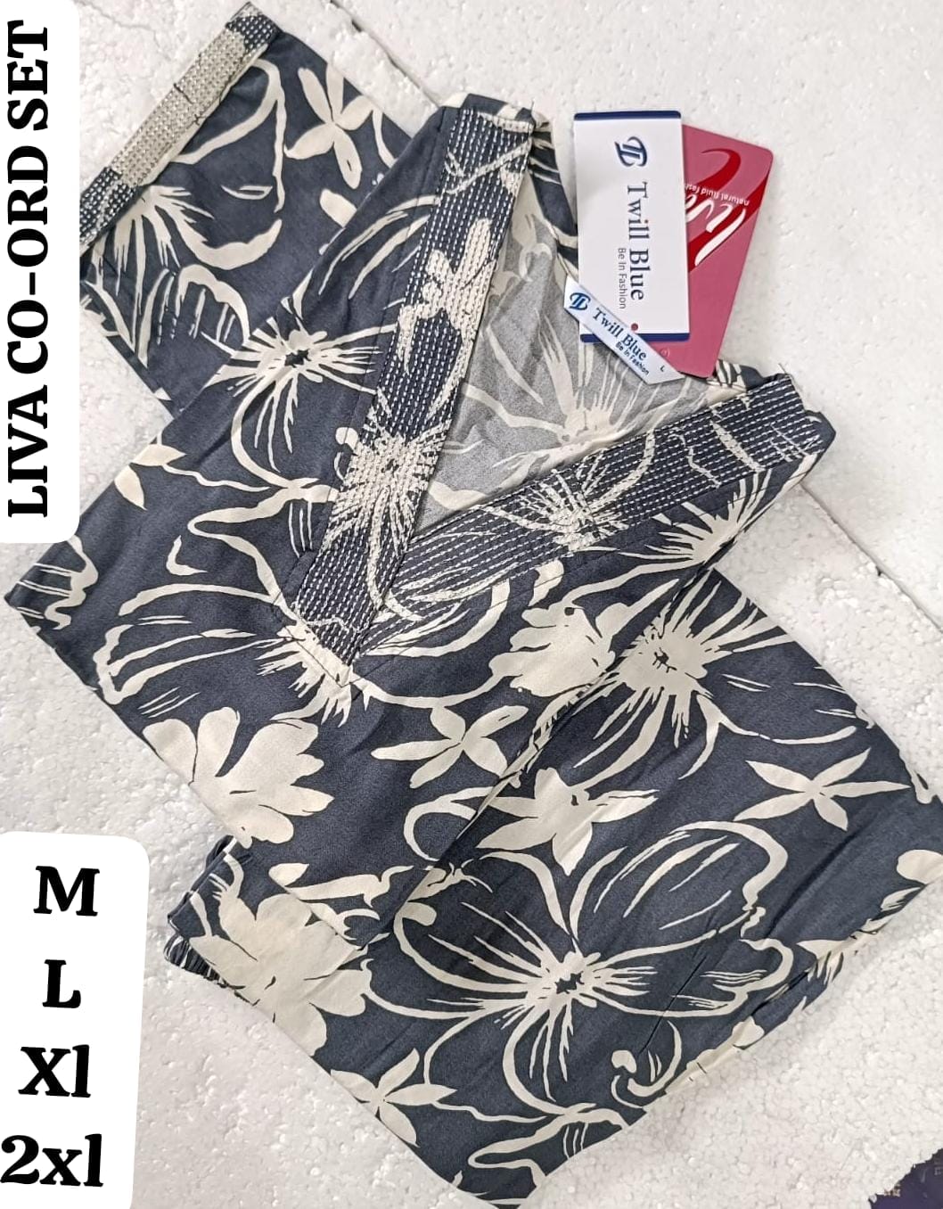 Grey LIVA Embroidery Co-ord Set