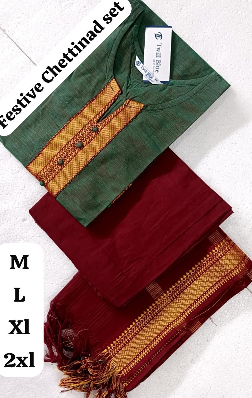 Chettinad Cotton 3 Piece Set