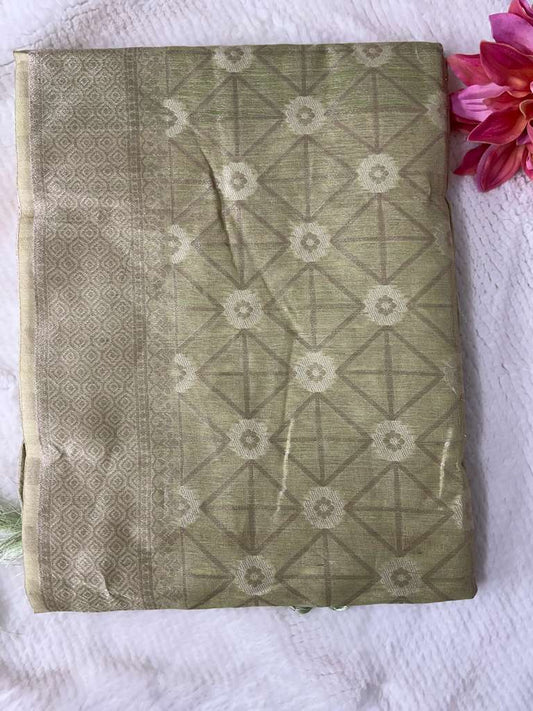 Pale Green Manchali Linen Saree