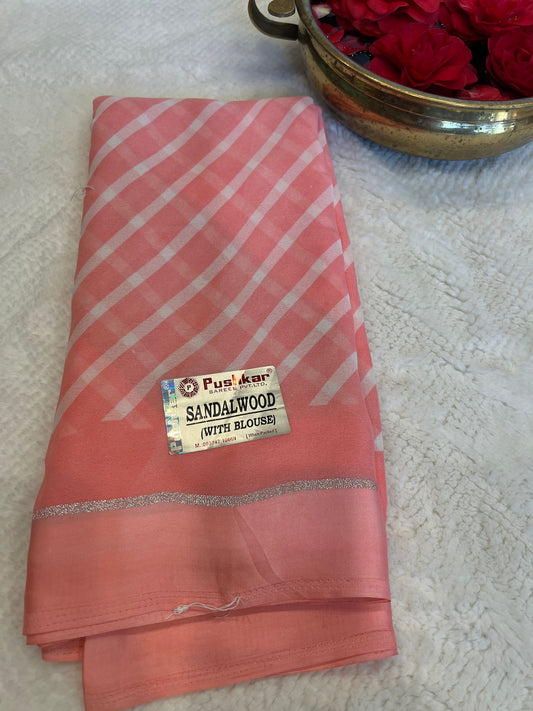 Peach Sandalwood Chiffon Saree