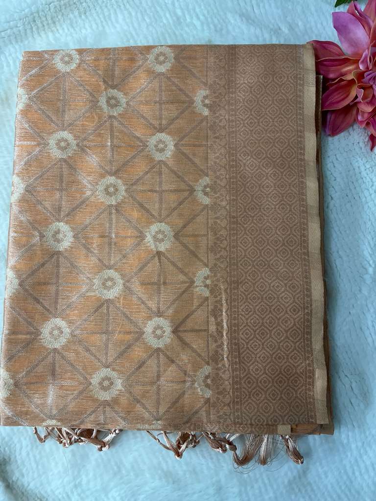 Peach Manchali Linen Saree