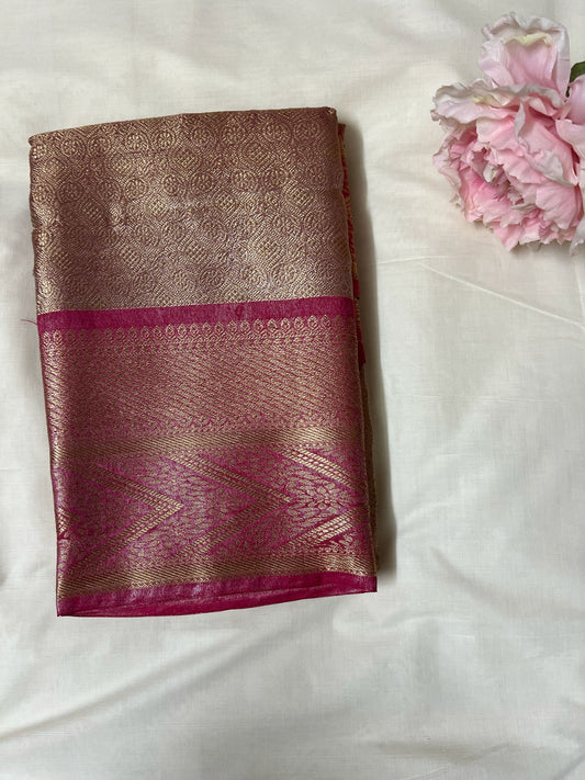 Pink Kanchipuram Semi Silk Saree