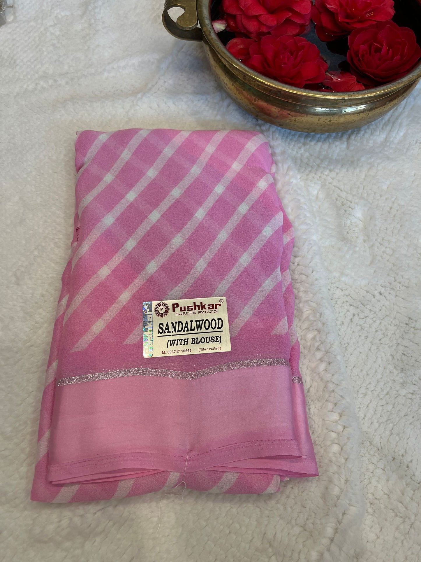 Pink Sandalwood Chiffon Saree