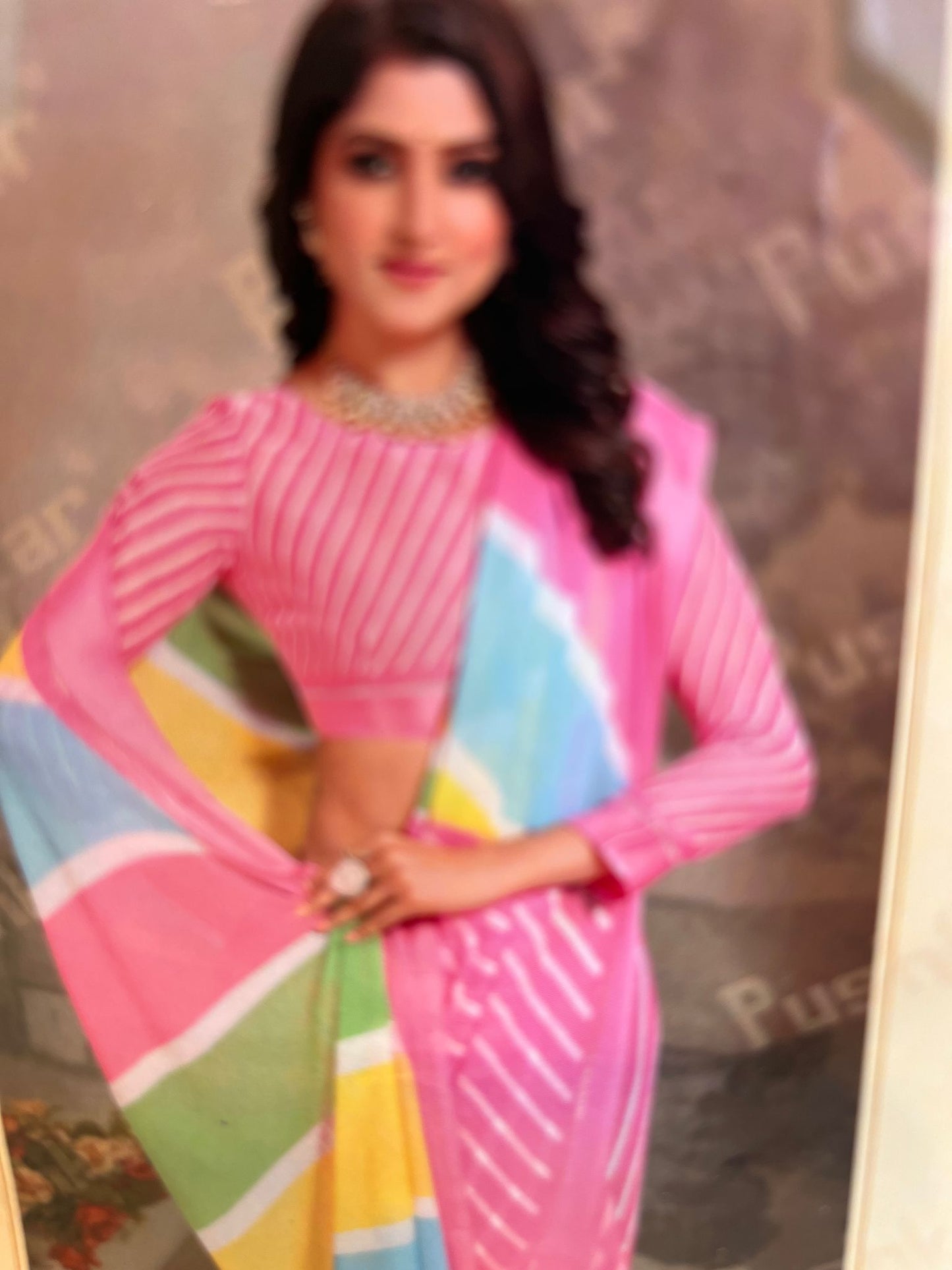 Pink Sandalwood Chiffon Saree