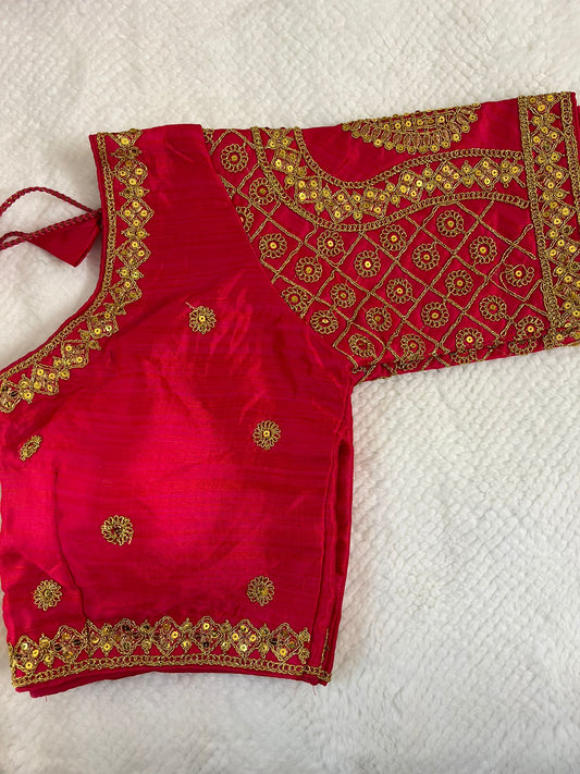 Pink Double Shade Embroidery Blouse