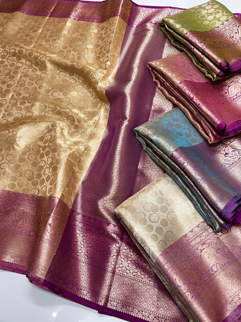 Pink and Pink Katan Tissue Saree