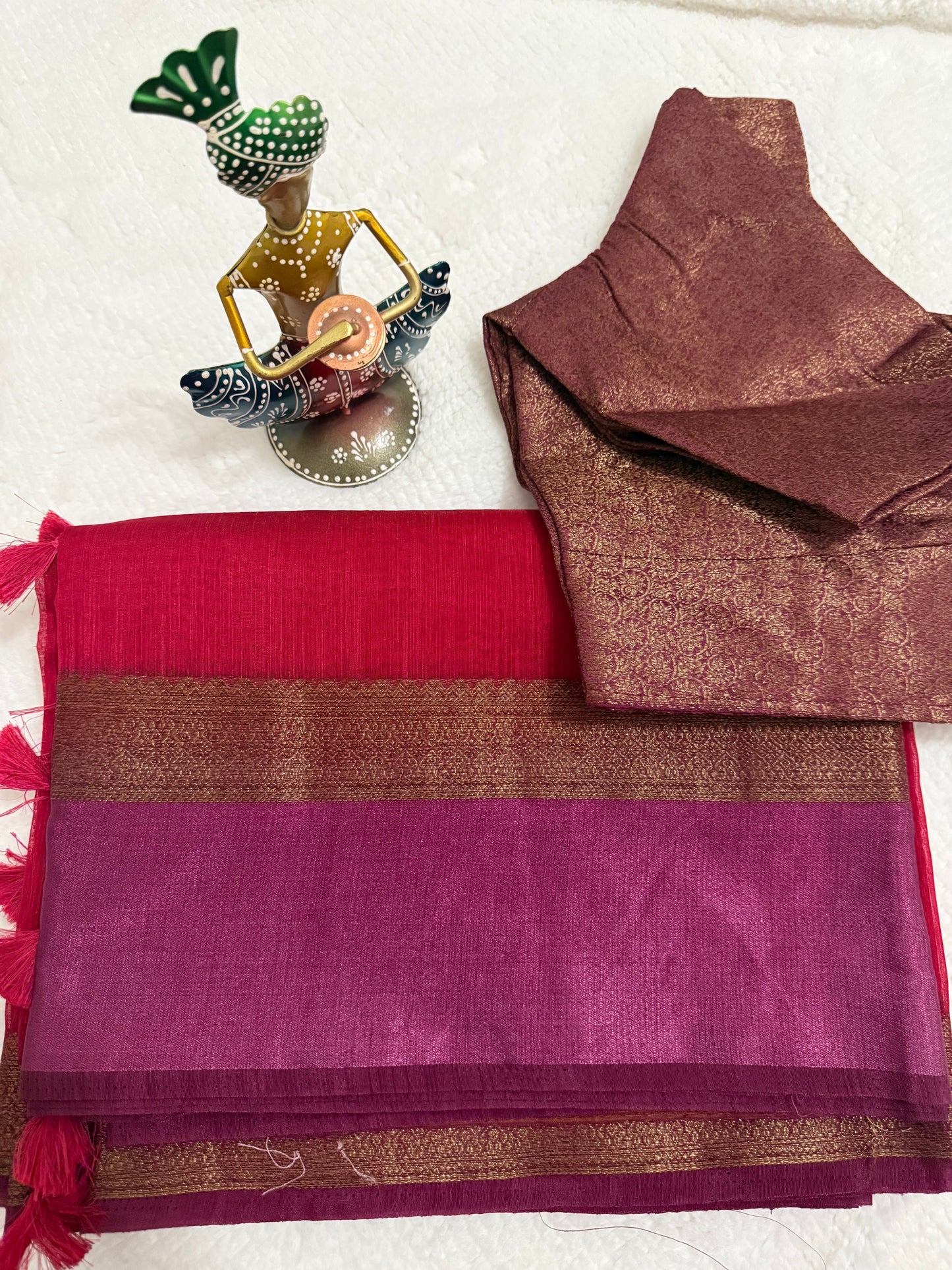 Pink Semi Jute Silk Saree