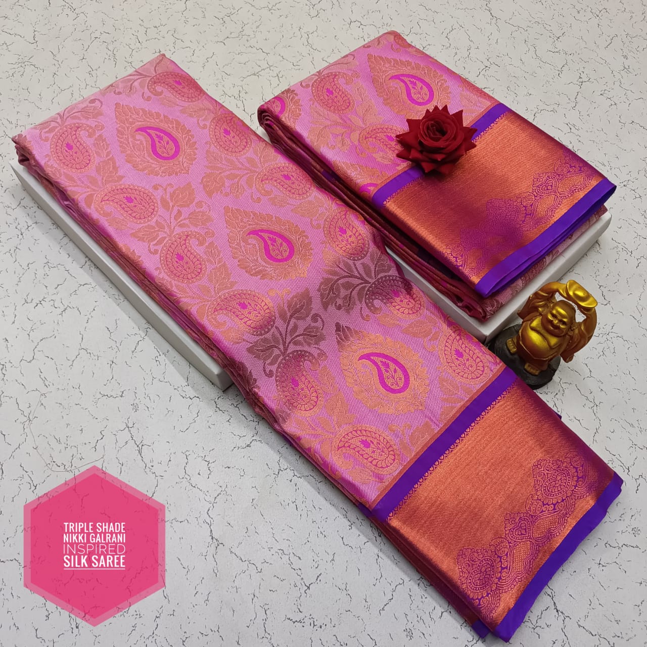 Pink and Purple Nikki Galrani Saree