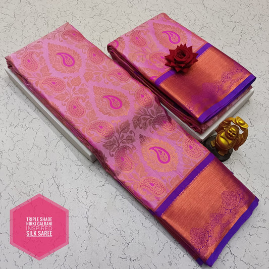 Pink and Purple Nikki Galrani Saree