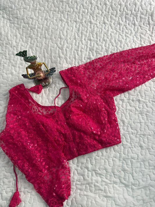 Pink Chikankari Designer Blouse