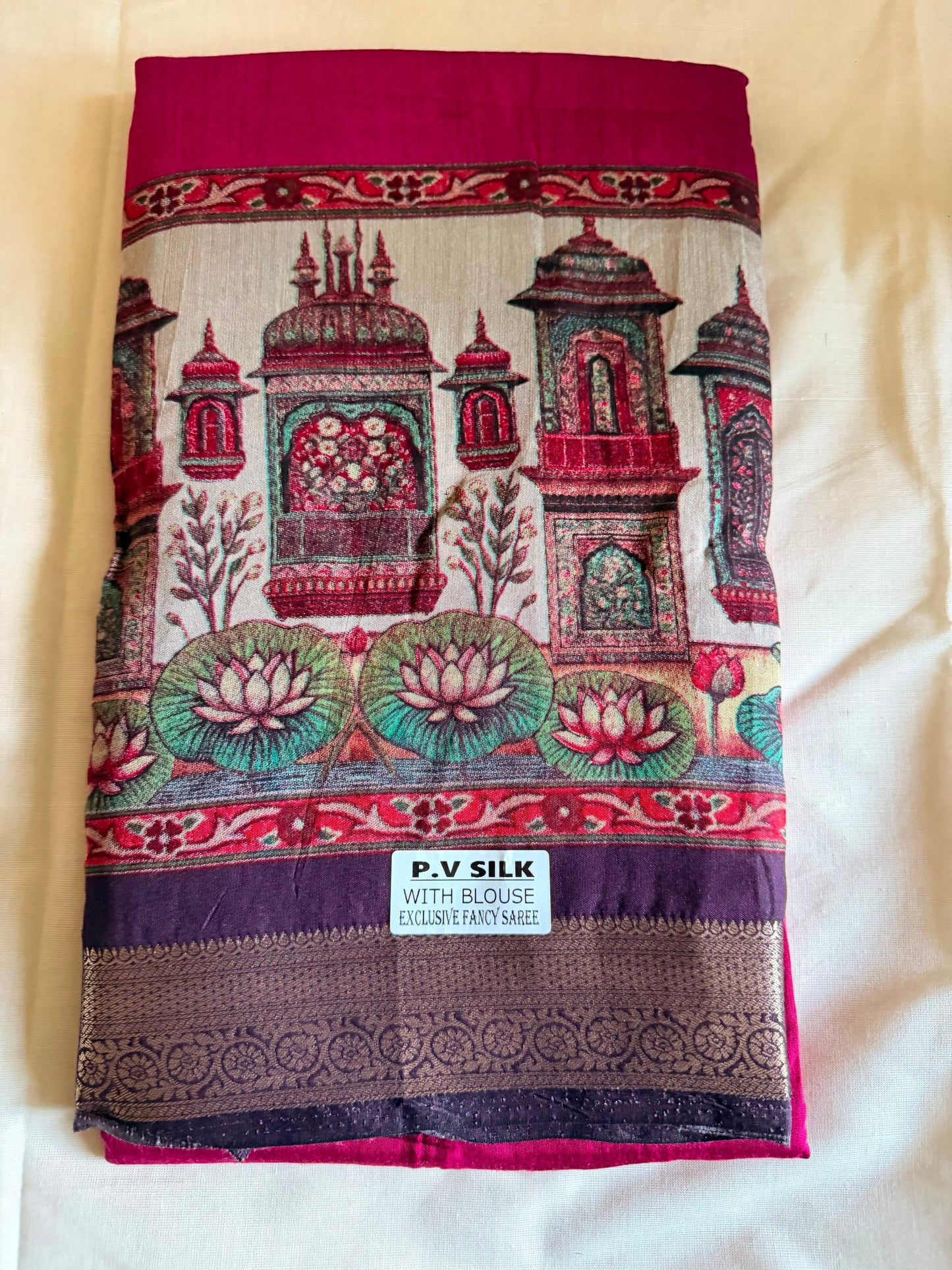 Pink P.V Fancy Silk Saree
