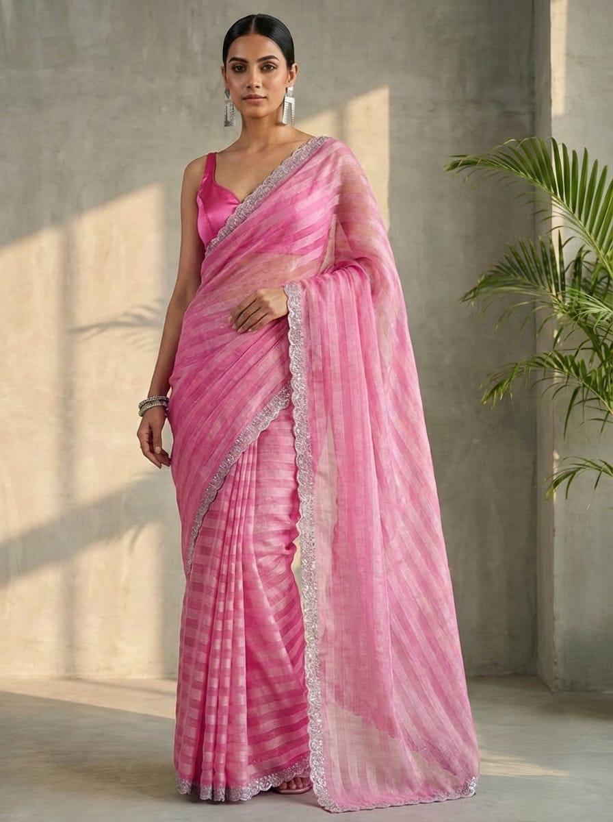Pink Space Silk Fancy Saree