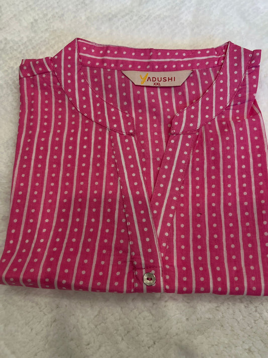 Pink Sleeveless Short Kurti