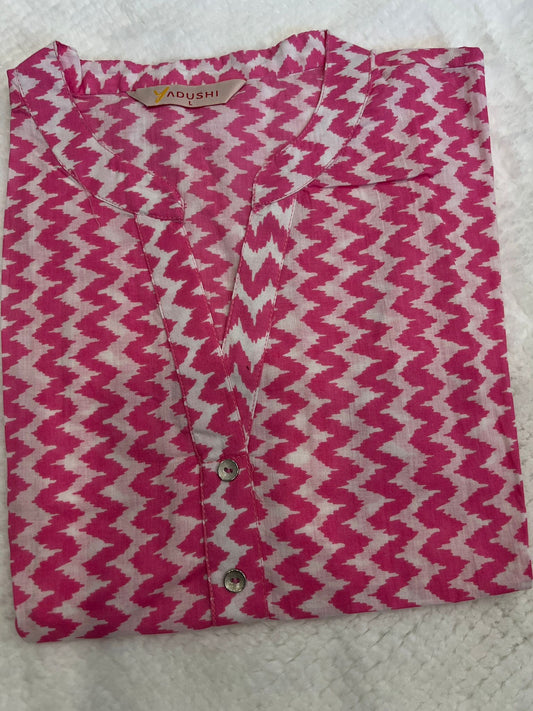 Pink Sleeveless Short Kurti L