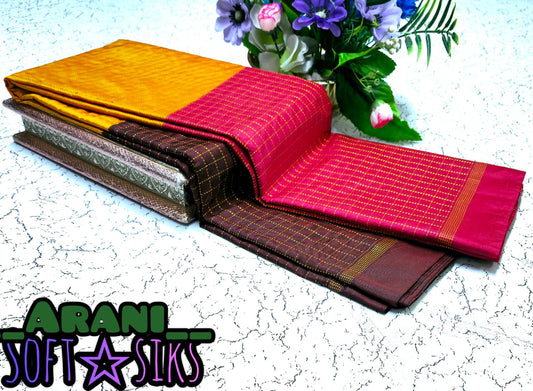 Pink and Brown Arani Soft Silk