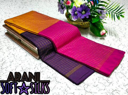 Pink and Purple Arani Soft Silk