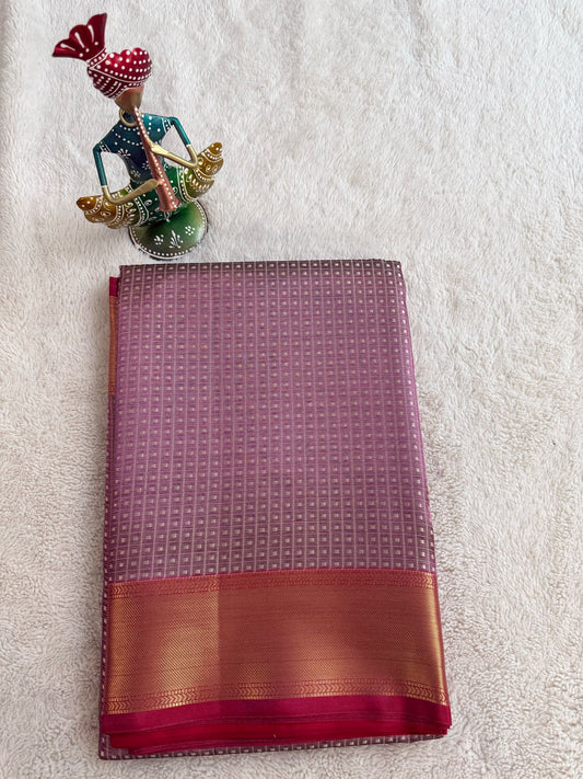 Pink with Red Border Tissue Saree