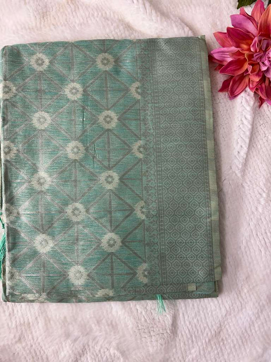 Pista Green Manchali Linen Saree