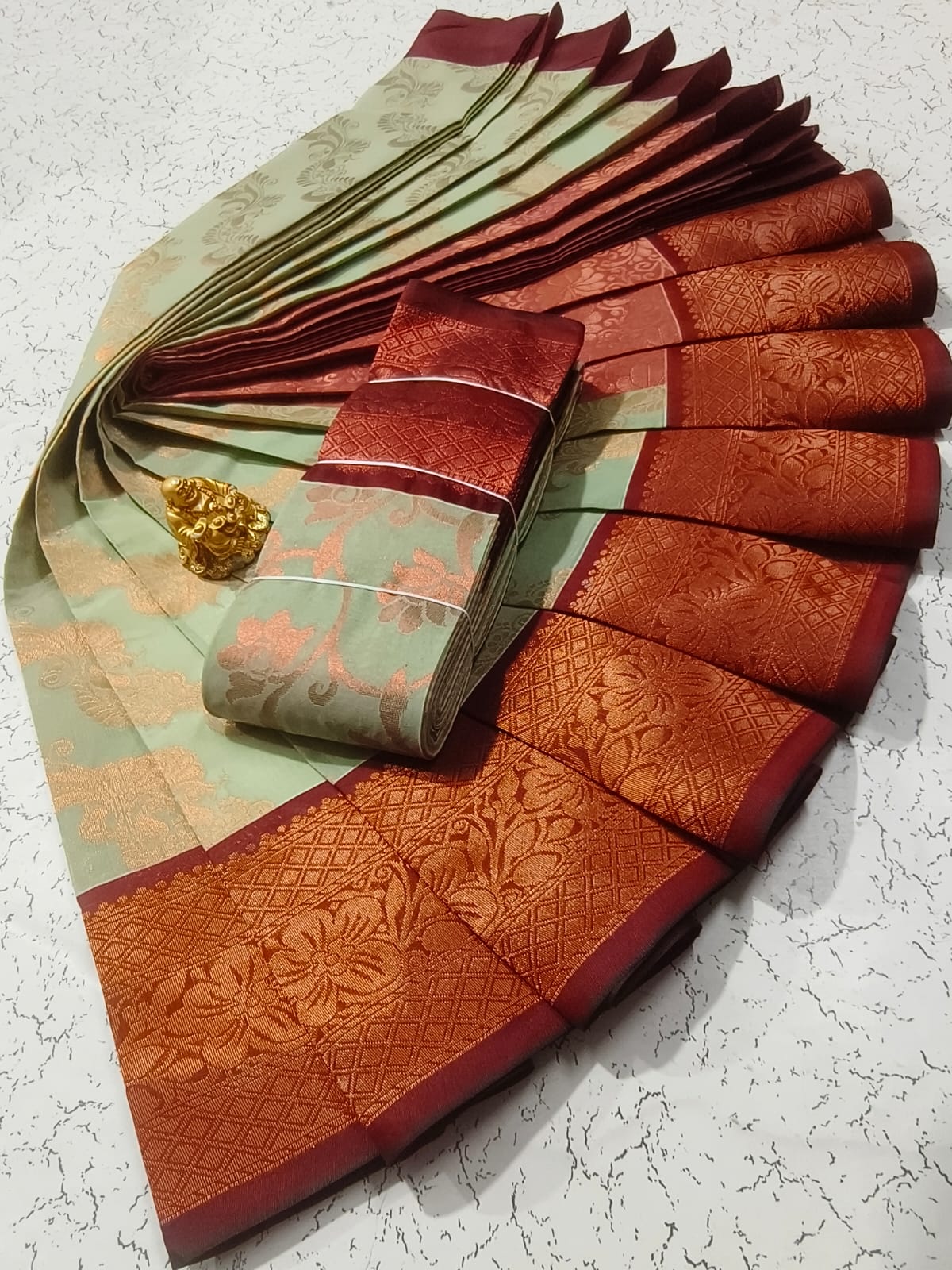 Pista Green and Red Uppada Silk Cotton Saree