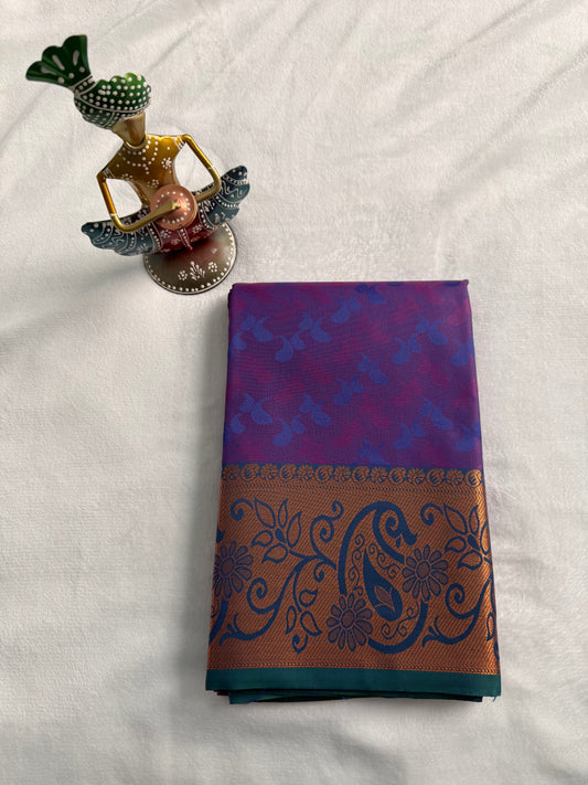 Purple and Green Traditional Gift Saree