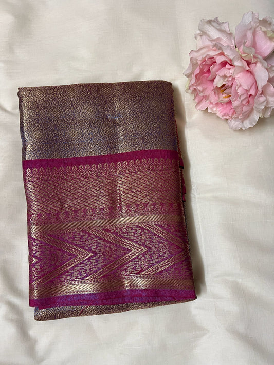 Purple Kanchipuram Semi Silk Saree