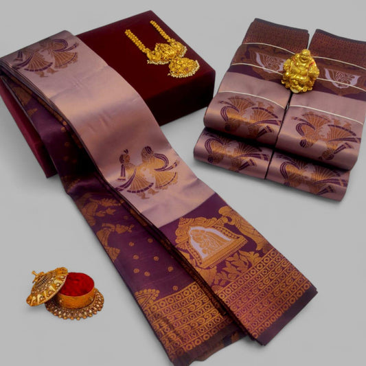 Purple and Magenta Kubera Soft Silk Saree