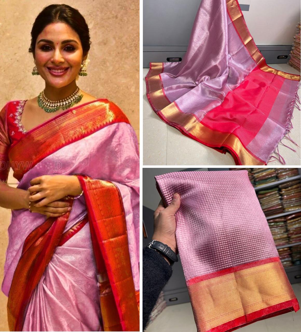 Purple and Red Tissue Saree