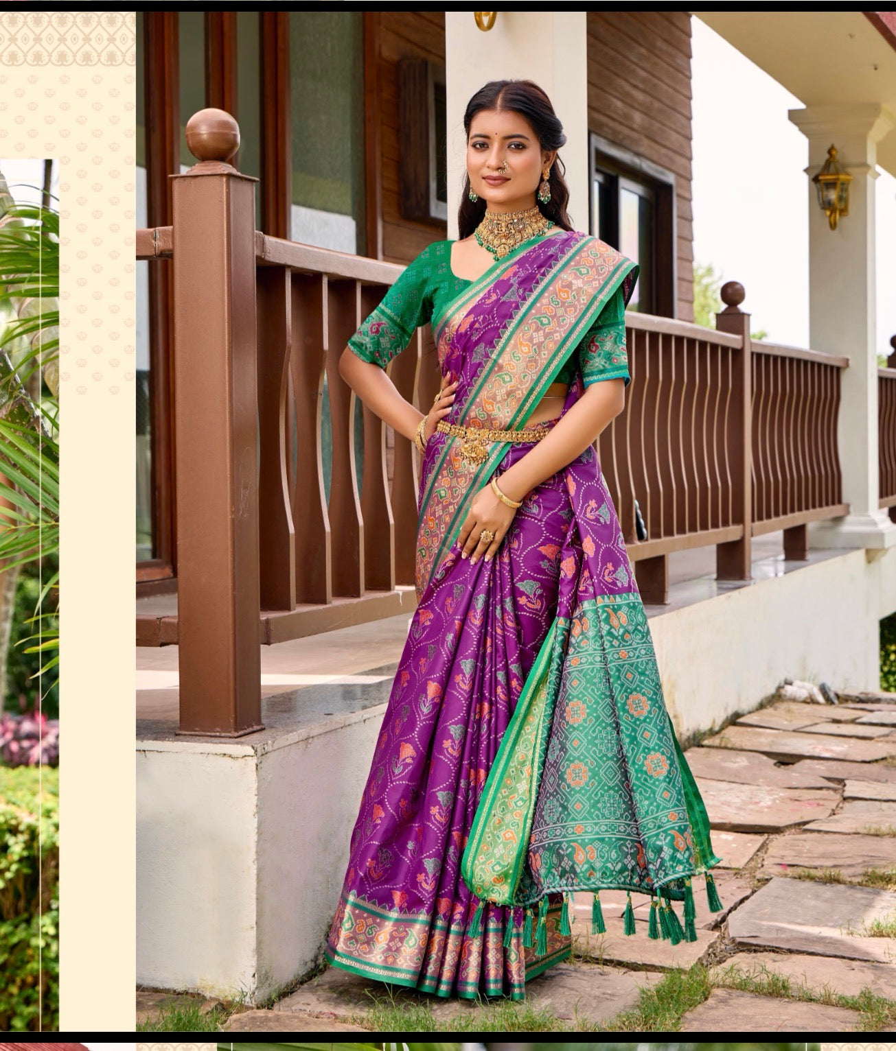 Purple and Green Rajkot Patola Saree