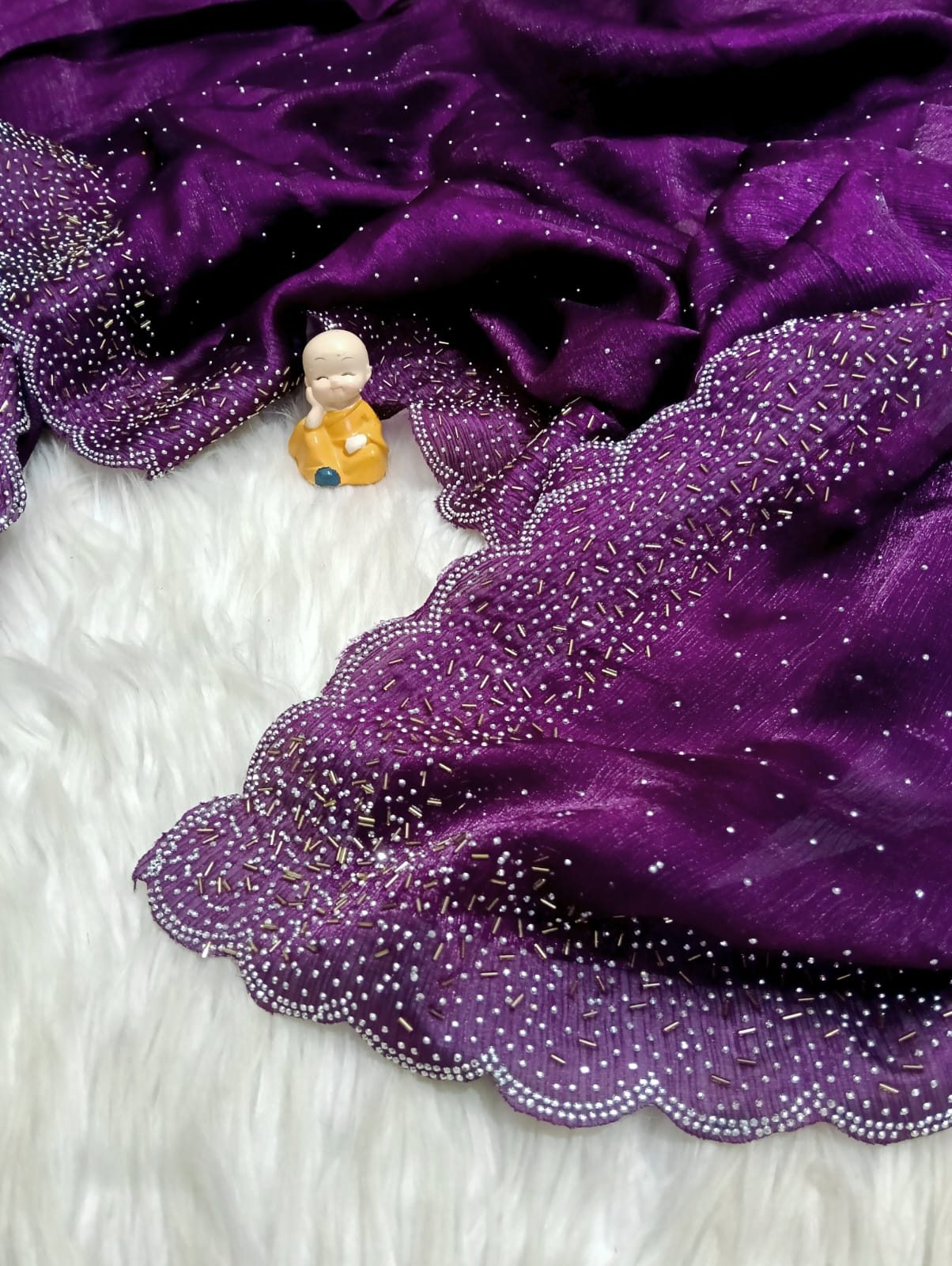Damaka Dum Purple Stone Work Fancy Saree