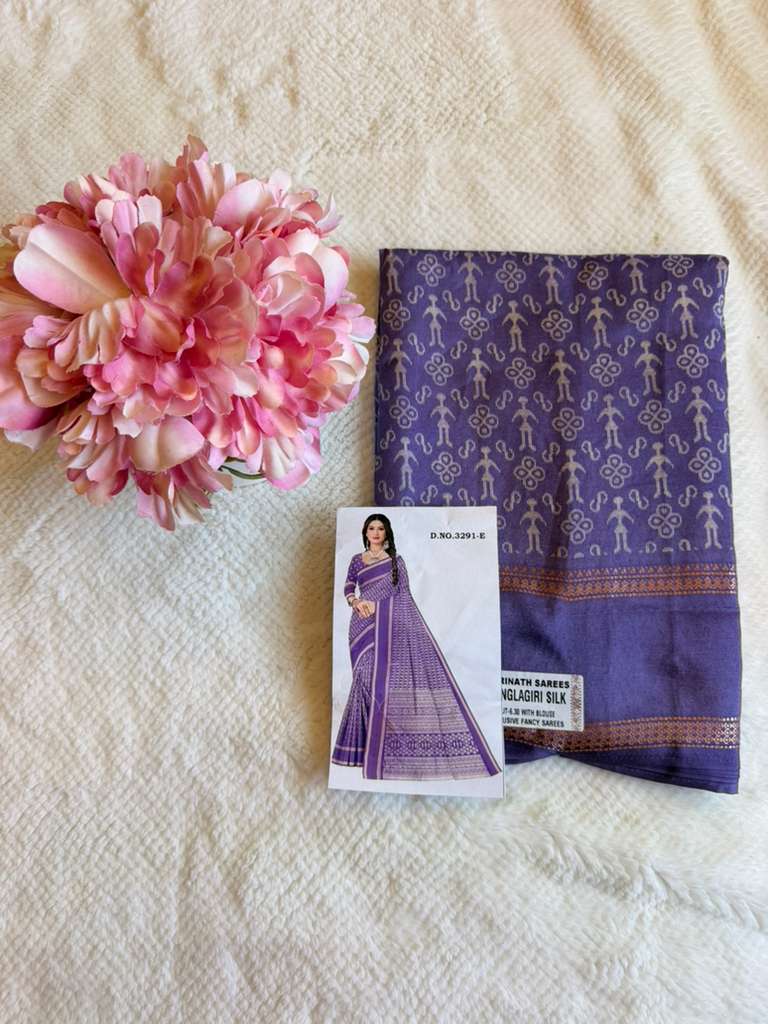 Purple Mangalagiri Semi Silk Saree