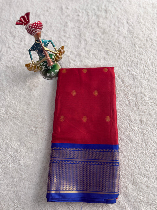 Amolika Red and Blue Semi Silk Saree